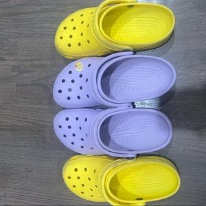 2 crocs yellow and lavender both women size 8